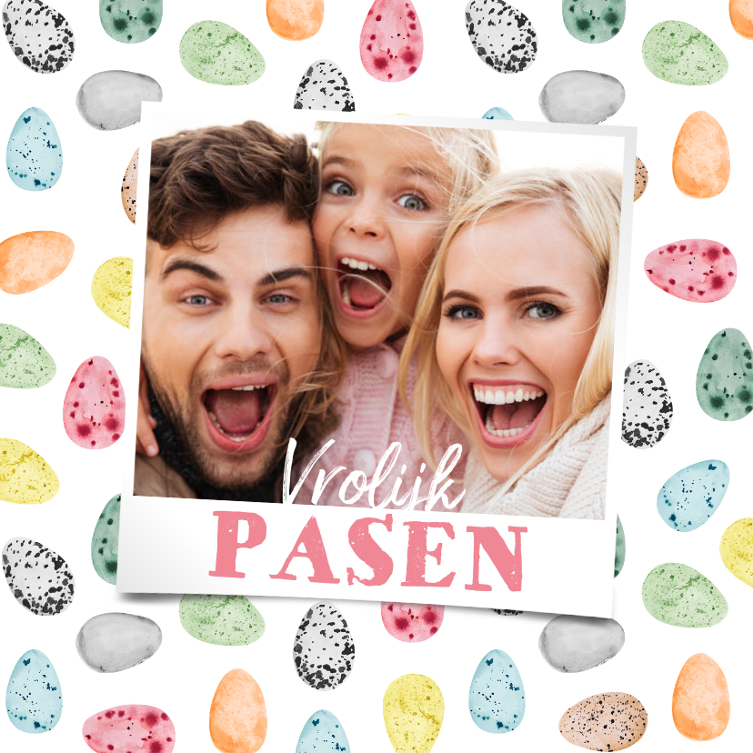 Paaskaarten - Paaskaart paaseitjes vrolijk foto vrolijk pasen