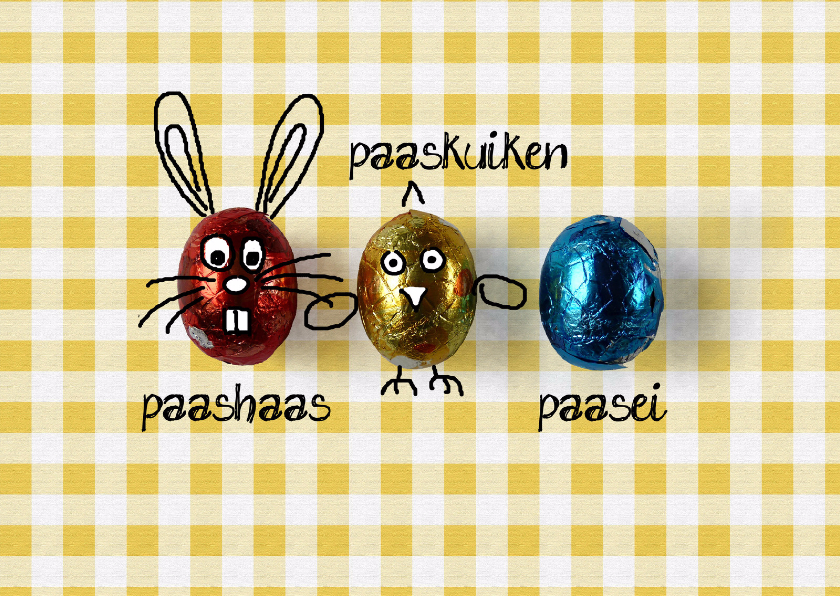 Paaskaart tekening paaseitjes - Paaskaarten Paaskaarten - Paaskaart tekening paaseitjes