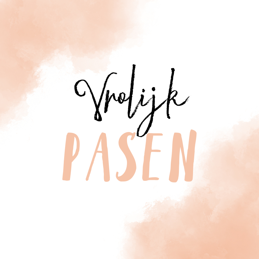 Paaskaarten - Paaskaart Vrolijk Pasen met zalm-roze achtergrond