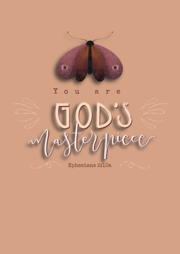 Religieuze kaarten - Christelijk kaartje met bijbeltekst en vlinder