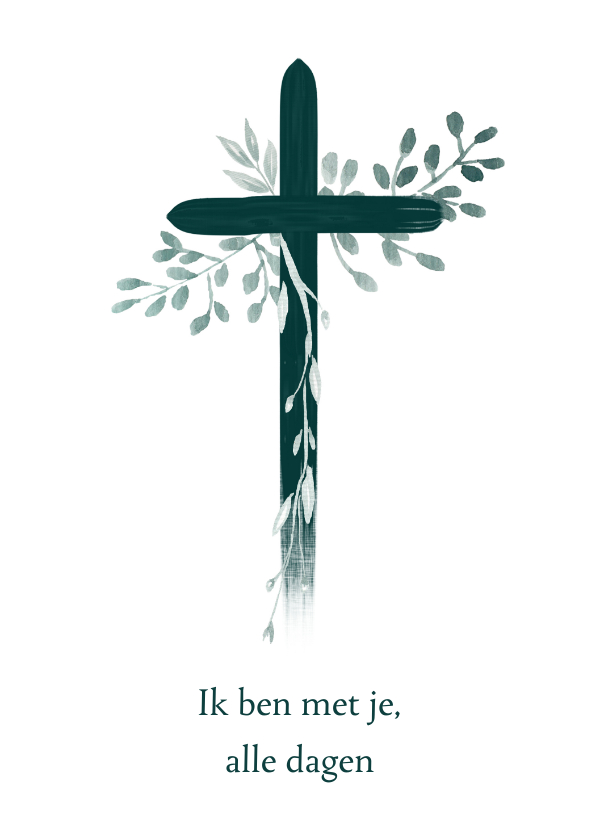 Religieuze kaarten - Christelijke kaart kruis met bladeren