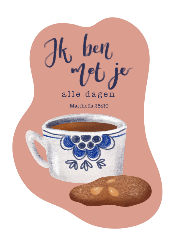 Religieuze kaarten - Christelijke kaart met kopje koffie en bemoedigende tekst