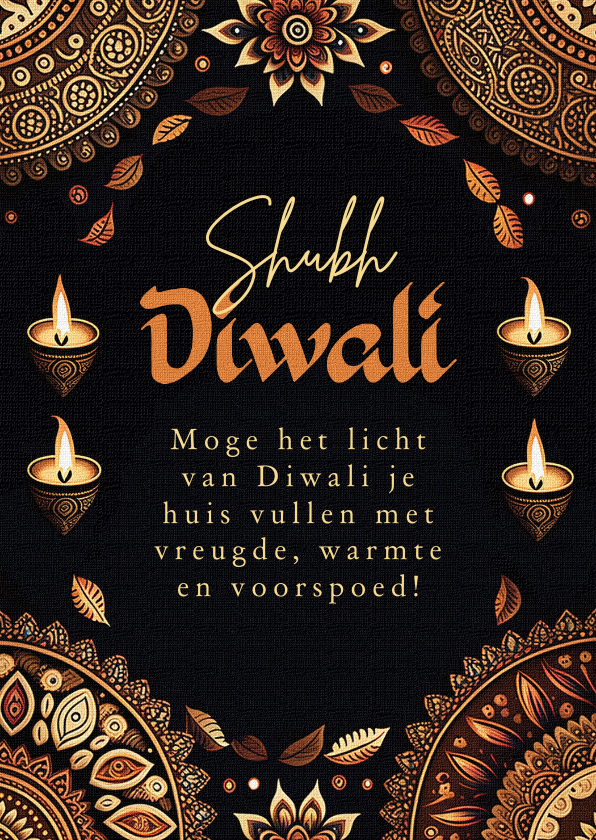 Religieuze kaarten - Diwali wenskaart mandala lichtjes patroon stijlvol