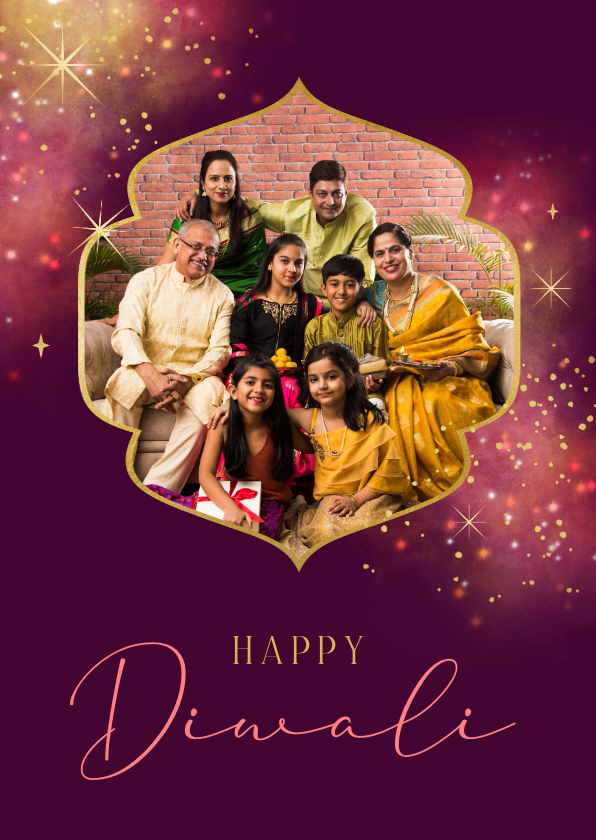 Diwali wenskaart sterretjes lichtjes foto stijlvol - Religieuze kaarten Religieuze kaarten - Diwali wenskaart sterretjes lichtjes foto stijlvol