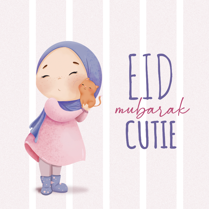 Religieuze kaarten - 'Eid Mubarak Cutie' schattige islamitische Eid wenskaart