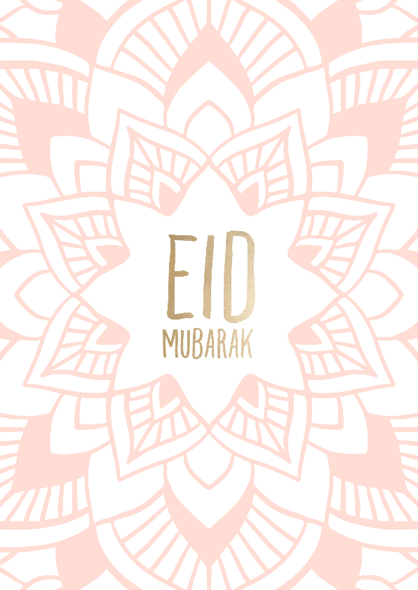 Religieuze kaarten - Eid Mubarak kaart met getekende mandala