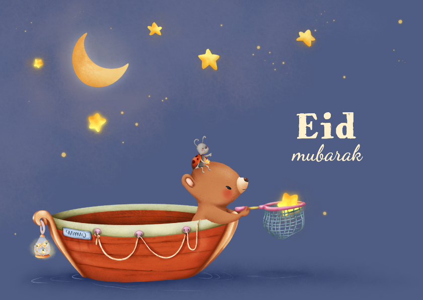 Religieuze kaarten - Eid Mubarak kaart sterrenvangen