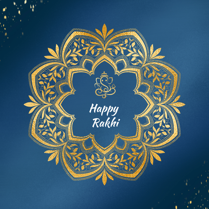 Religieuze kaarten - Gouden mandala met Ganesha icoon wenskaart