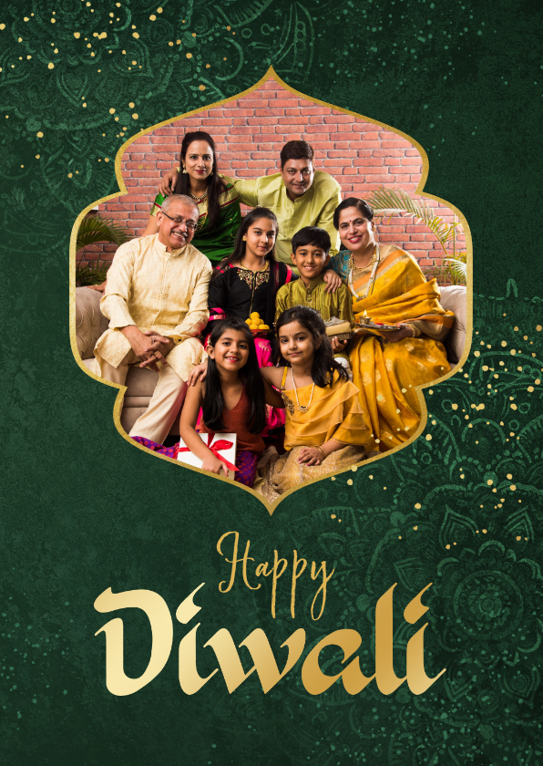 Happy Diwali wenskaart lichtjesfeest groen foto - Religieuze kaarten Religieuze kaarten - Happy Diwali wenskaart lichtjesfeest groen foto