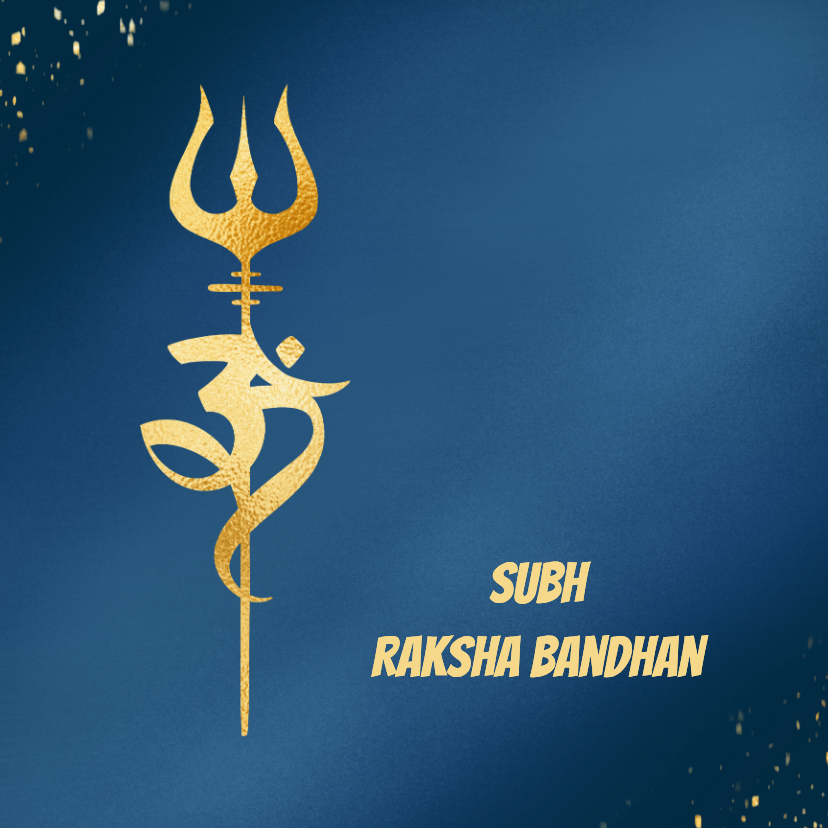 Religieuze kaarten - Happy Raksha Bandhan wenskaart met Aum en Trishul