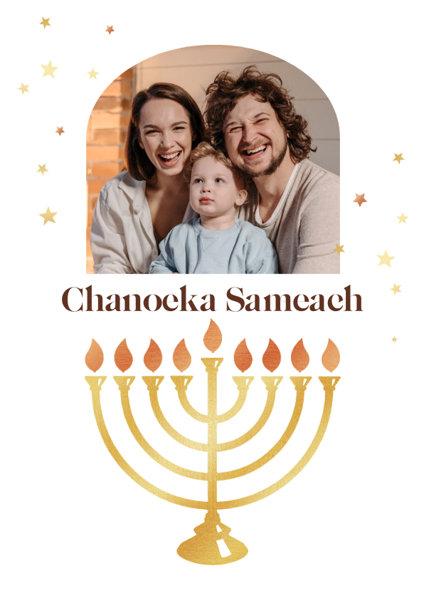 Religieuze kaarten - Kerstkaart Joods Chanoeka Sameach kaarsen lichtjes foto