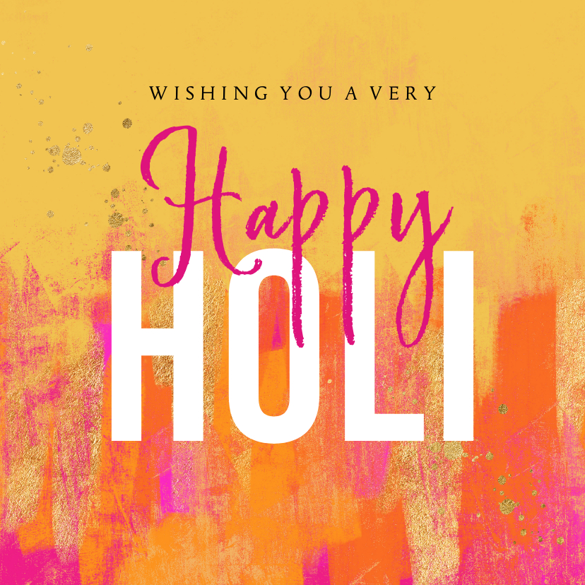 Kleurrijke Holi kaart verfstrepen goud spetters - Religieuze kaarten Religieuze kaarten - Kleurrijke Holi kaart verfstrepen goud spetters