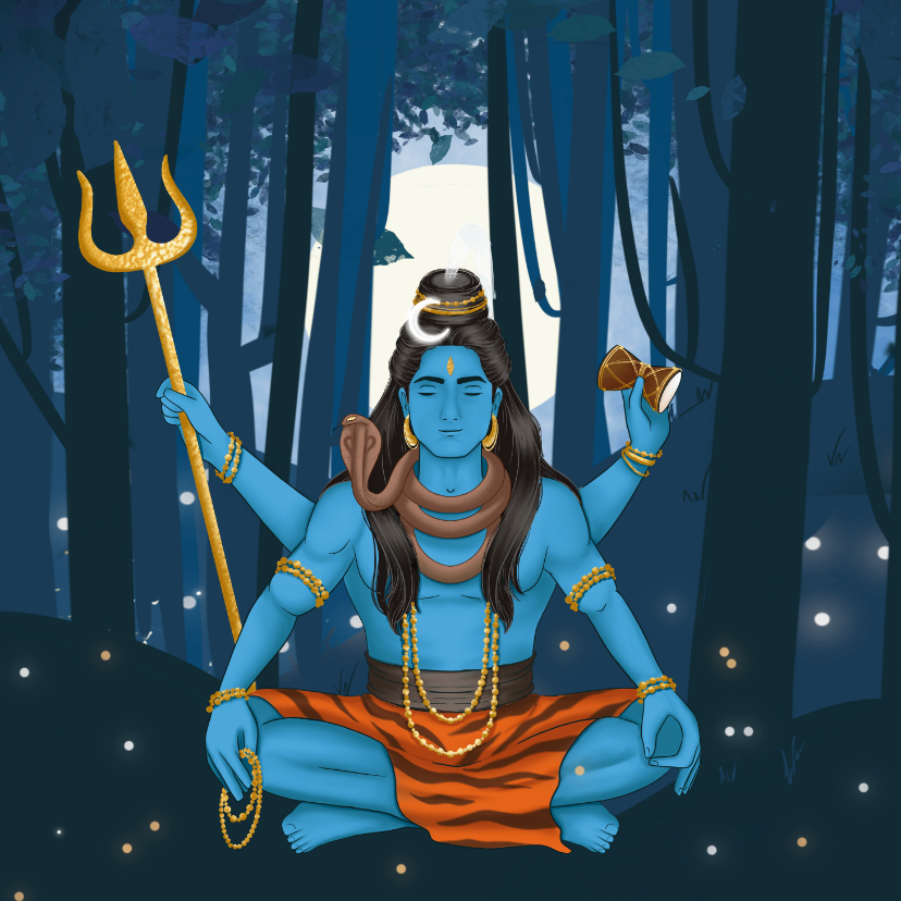 Religieuze kaarten - Meditatieve Shiva wenskaart voor raksha bandhan