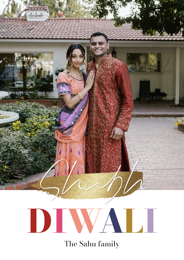 Religieuze kaarten - Modere Diwali kaart 'Shubh Diwali' typografie kleurrijk foto