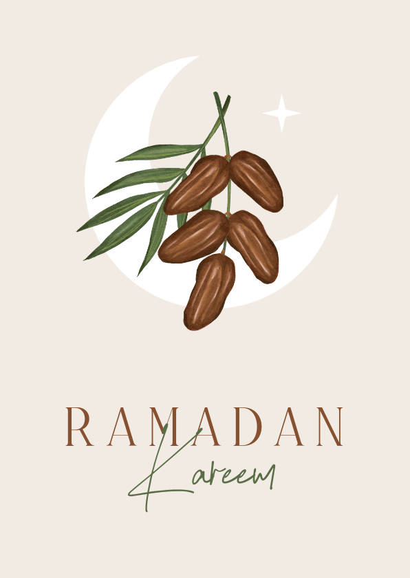 Religieuze kaarten - Ramadan Kareem Islamitisch dadels maan ster
