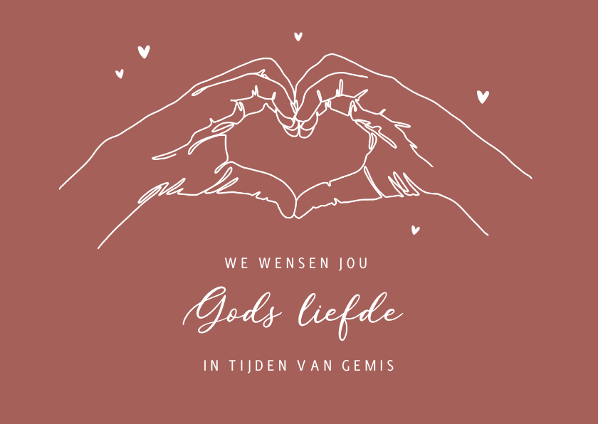 Religiekaart met hartgebaar hartjes gods liefde - Religieuze kaarten Religieuze kaarten - Religiekaart met hartgebaar hartjes gods liefde