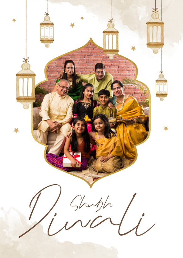 Shubh Diwali kaart foto lampjes waterverf - Religieuze kaarten Religieuze kaarten - Shubh Diwali kaart foto lampjes waterverf