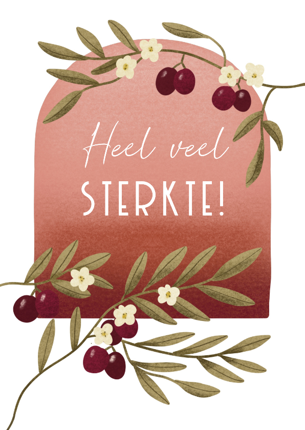 Sterkte kaart met olijven en bijbeltekst uit Habakuk 3 - Religieuze kaarten Religieuze kaarten - Sterkte kaart met olijven en bijbeltekst uit Habakuk 3