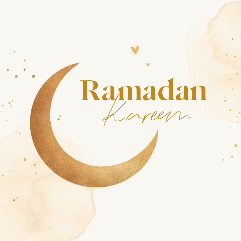 Religieuze kaarten - Stijlvolle kaart Ramadan Kareem maan goud waterverf