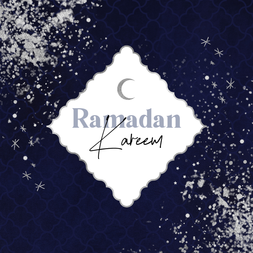 Religieuze kaarten - Stijlvolle kaart Ramadan Kareem maan zilver sterren patroon