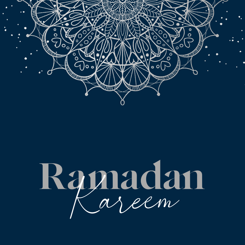 Religieuze kaarten - Stijlvolle kaart Ramadan Kareem zilver blauw patroon