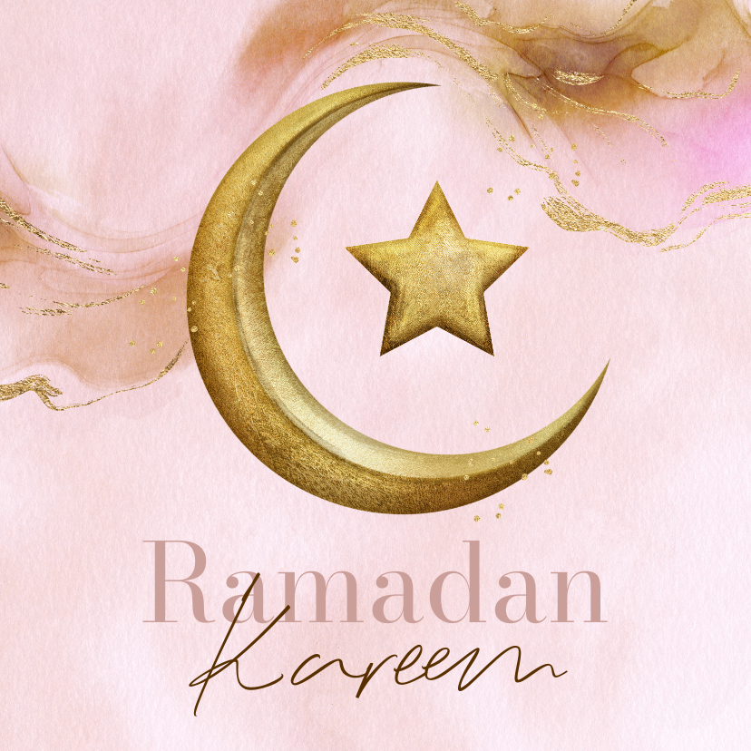 Religieuze kaarten - Stijlvolle Ramadan kaart halve maan goud ster watercolor