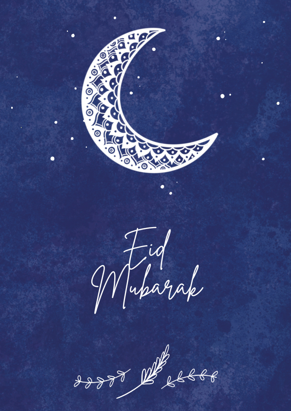 Religieuze kaarten - Stijlvolle religiekaart Eid Mubarak met maansikkel