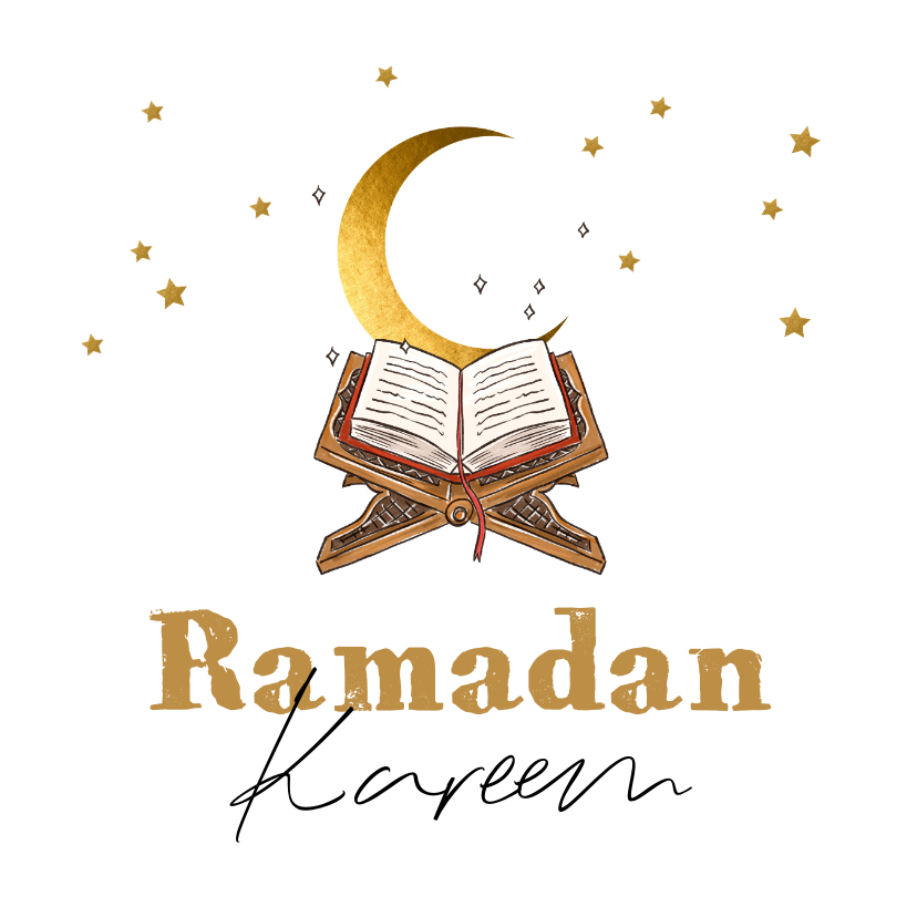 Religieuze kaarten - Trendy kaart Ramadan illustratie Koran maan sterren goud