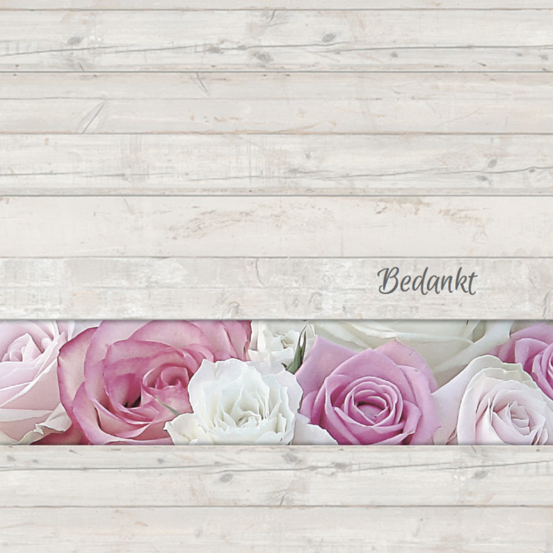 Rouwkaarten - Bedankkaart met rozen - hout