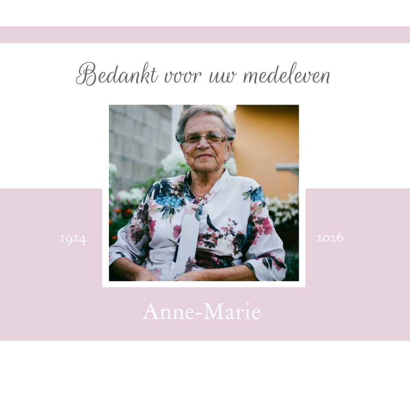 Bedankkaart overlijden (kleur naar keuze) - Rouwkaarten Rouwkaarten - Bedankkaart overlijden (kleur naar keuze)