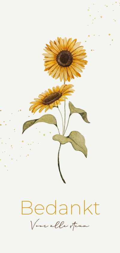 Rouwkaarten - Bedankkaart overlijden zonnebloemen bedankt steun