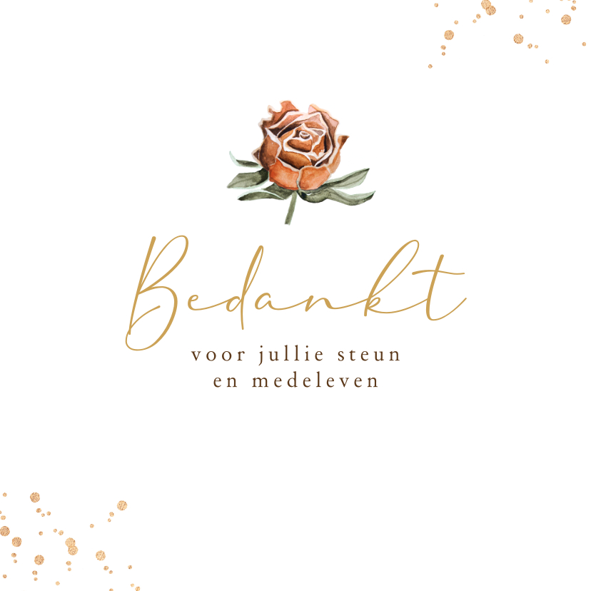 Bedankkaart rouw droogbloemen roos goud stijlvol - Rouwkaarten Rouwkaarten - Bedankkaart rouw droogbloemen roos goud stijlvol
