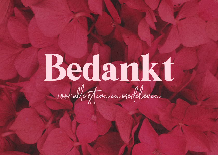 Bedankkaart rouw kind tiener hortensia bloemen bedankt - Rouwkaarten Rouwkaarten - Bedankkaart rouw kind tiener hortensia bloemen bedankt
