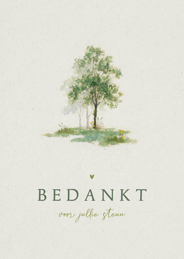 Bedankkaart rouw klassiek stijlvol bomen waterverf groen - Rouwkaarten Rouwkaarten - Bedankkaart rouw klassiek stijlvol bomen waterverf groen