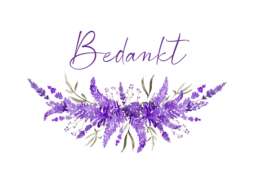 Rouwkaarten - Bedankkaart rouw lavendel waterverf illustratie bloemen