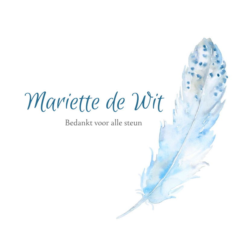 Bedankkaart rouw na overlijden veer - Rouwkaarten Rouwkaarten - Bedankkaart rouw na overlijden veer