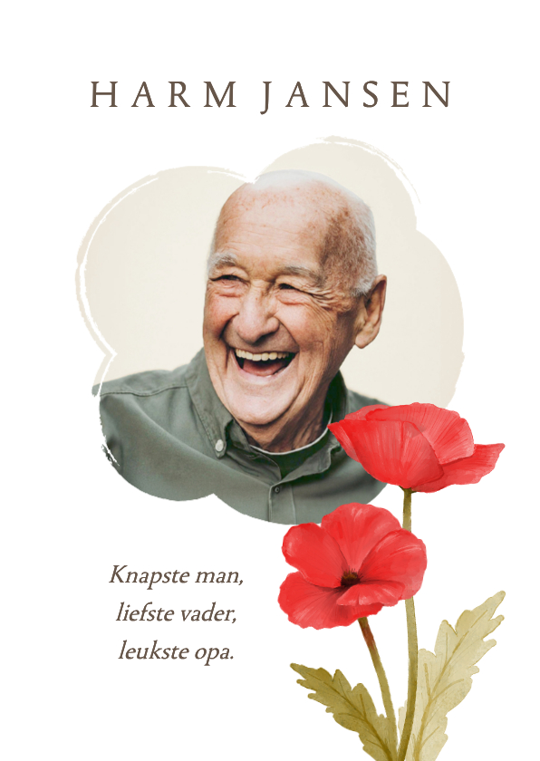 Bidprent klaprozen afscheid uitvaart foto herinnering - Rouwkaarten Rouwkaarten - Bidprent klaprozen afscheid uitvaart foto herinnering
