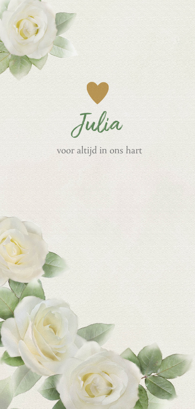 Lieve rouwkaart met witte rozen op gewassen achtergrond - Rouwkaarten Rouwkaarten - Lieve rouwkaart met witte rozen op gewassen achtergrond