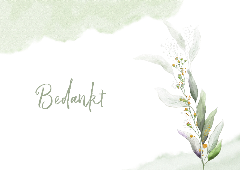 Mooie bedankkaart met takjes en blaadjes in waterverf - Rouwkaarten Rouwkaarten - Mooie bedankkaart met takjes en blaadjes in waterverf