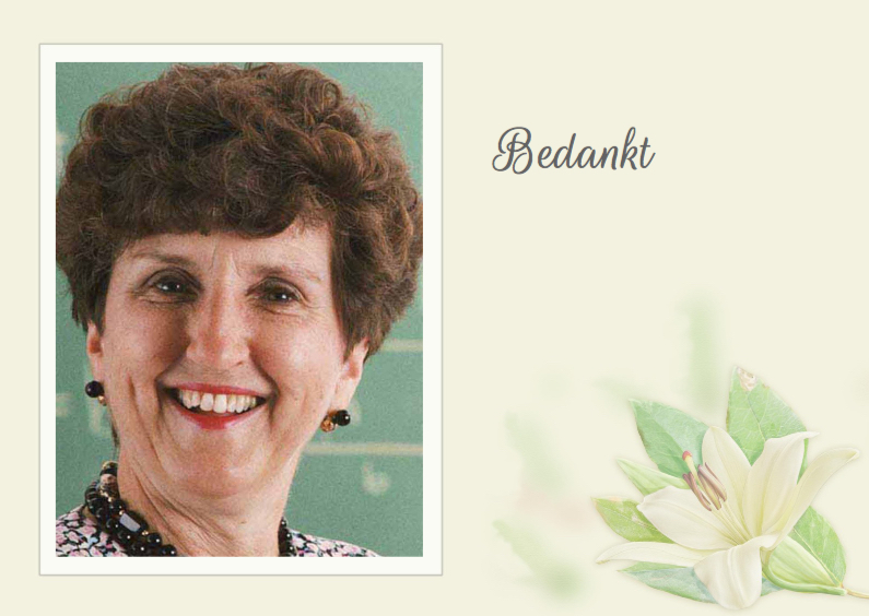 Mooie bedankkaart met venster en lelie op zachtgeel - Rouwkaarten Rouwkaarten - Mooie bedankkaart met venster en lelie op zachtgeel