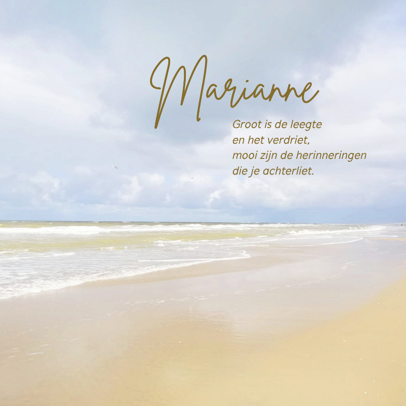 Mooie rouw- of bedankkaart met strand, lucht en zee - Rouwkaarten Rouwkaarten - Mooie rouw- of bedankkaart met strand, lucht en zee