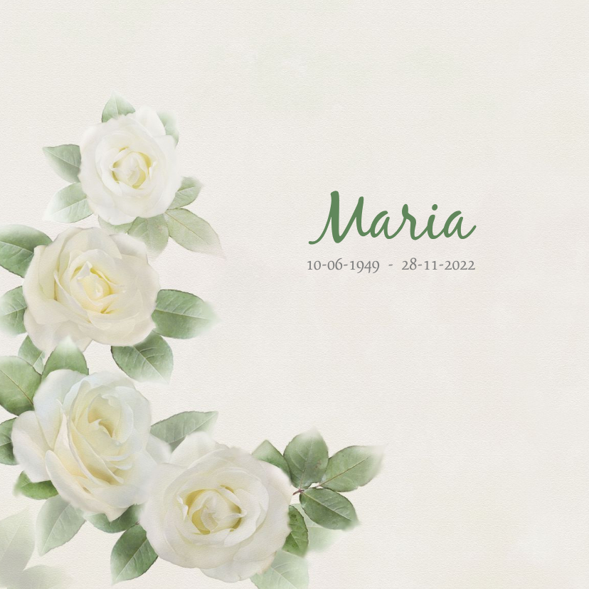 Rouwkaarten - Mooie rouwkaart met rozen op gewassen achtergrond