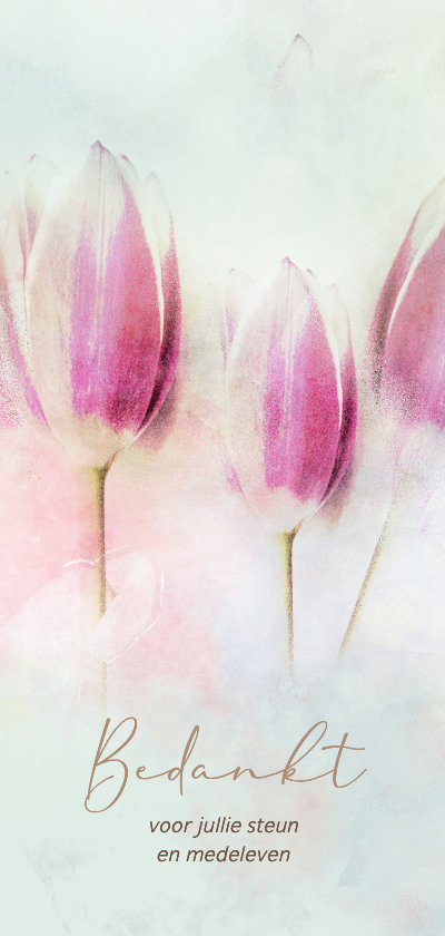 Rouwkaarten - Rouw bedankkaart tulpen zacht pastel