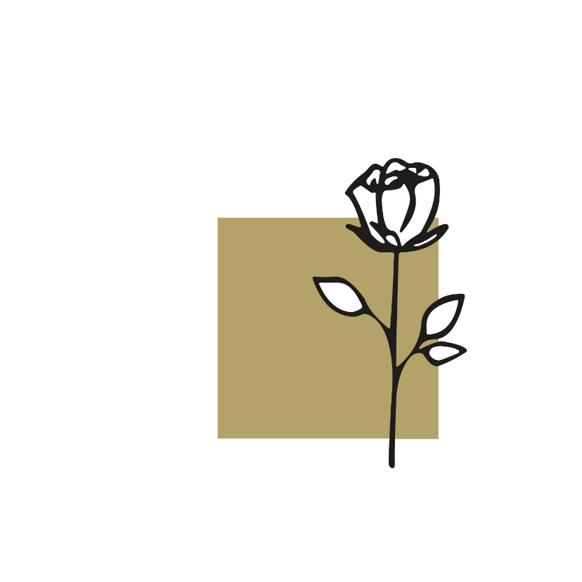 Rouwkaarten - Rouw roos zwart wit goudbruin
