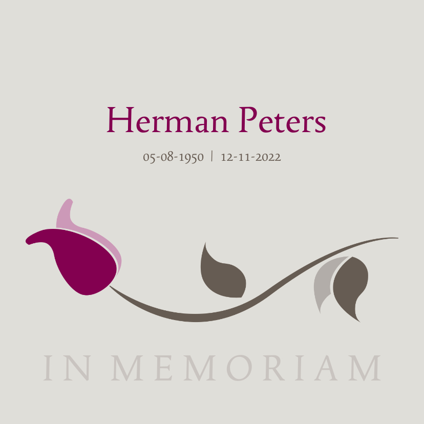 rouw tulp in memoriam - Rouwkaarten Rouwkaarten - rouw tulp in memoriam