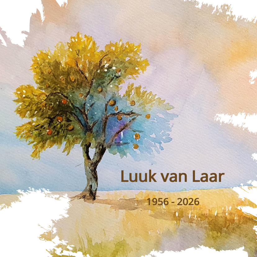 Rouw waterverf zomerse boom - Rouwkaarten Rouwkaarten - Rouw waterverf zomerse boom