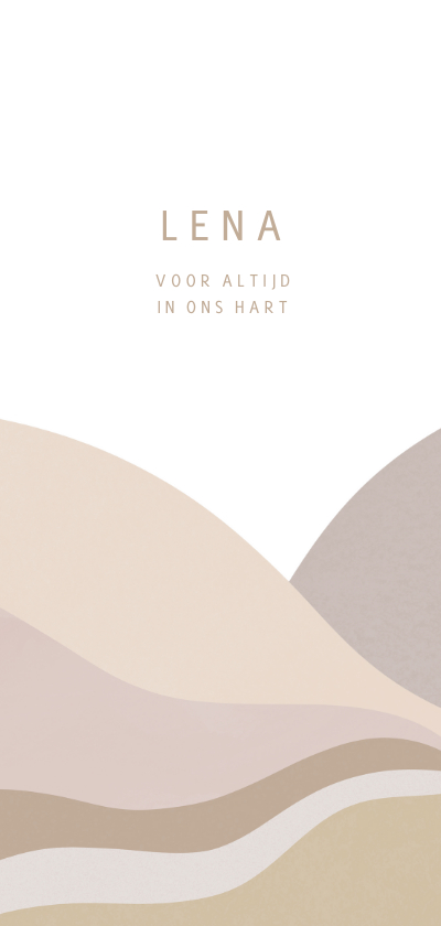 Rouwkaarten - Rouwkaart abstract landschap in beige roze tinten