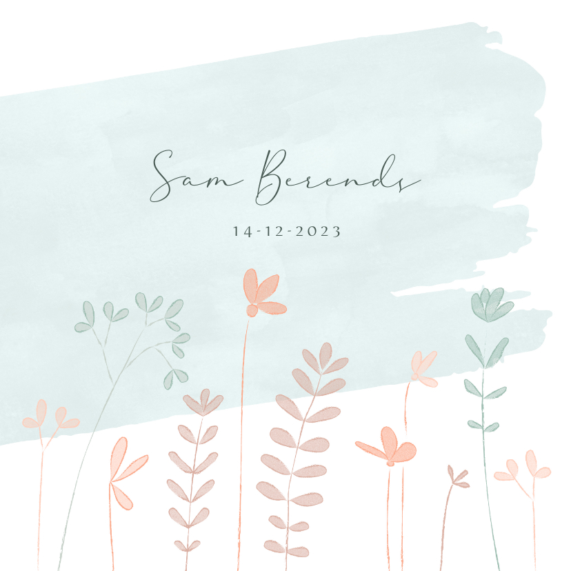 Rouwkaart aquarel met stijlvolle handgetekende bloemen - Rouwkaarten Rouwkaarten - Rouwkaart aquarel met stijlvolle handgetekende bloemen