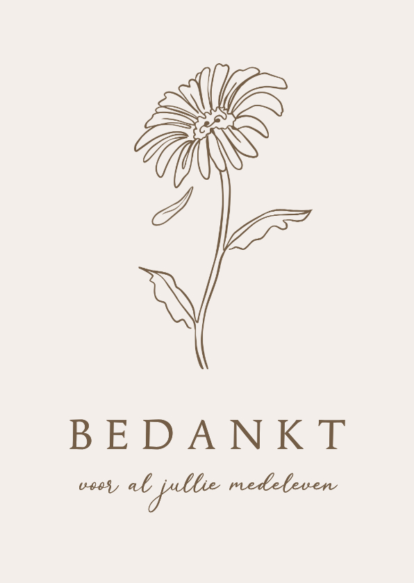 Rouwkaart bedankt line art gerbera bloem stijlvol - Rouwkaarten Rouwkaarten - Rouwkaart bedankt line art gerbera bloem stijlvol
