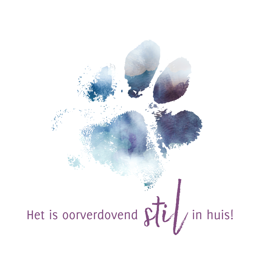 Rouwkaart bedankt met pootafdruk van huisdier - Rouwkaarten Rouwkaarten - Rouwkaart bedankt met pootafdruk van huisdier